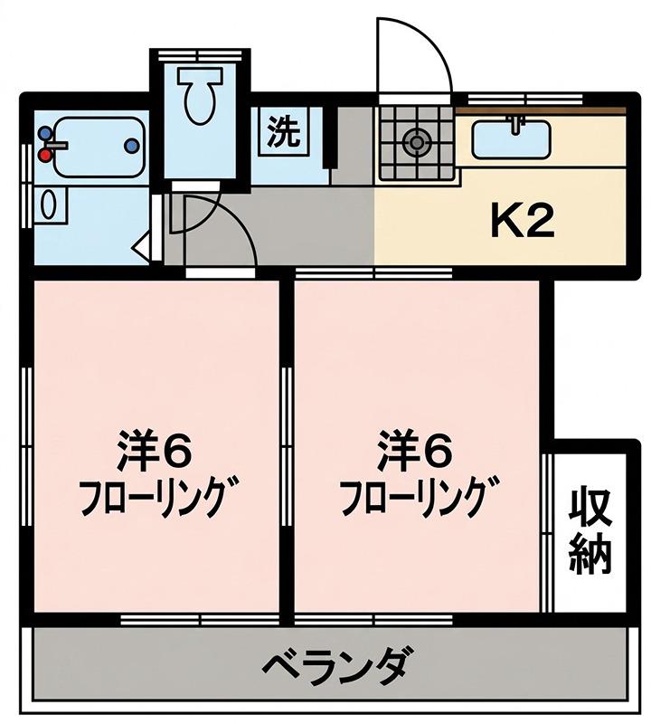 スエヒロハウス(2K/2階)の間取り写真