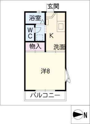 ボヌール(1K/1階)の間取り写真