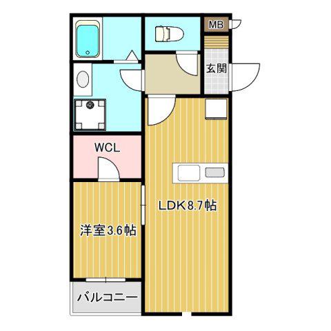 シェモア・グランデ西宮II(1LDK/2階)の間取り写真
