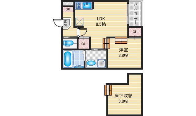 ハーモニーテラス青柳町(1SLDK/1階)の間取り写真