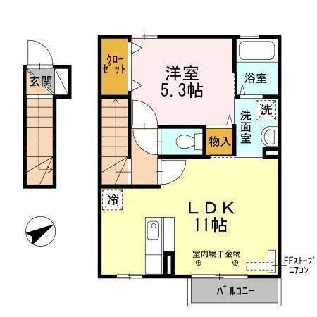 ベル コリーヌB(1LDK/2階)の間取り写真