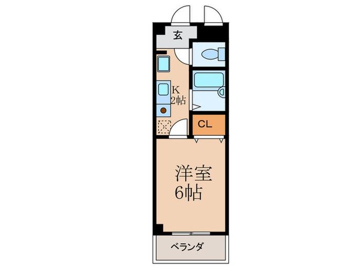 トーリエユタカ(1K/4階)の間取り写真