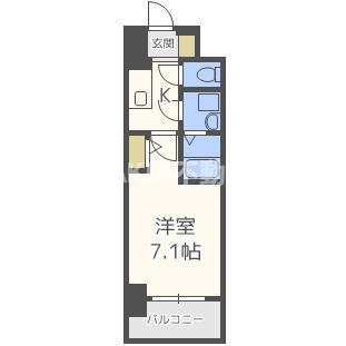 エスリード京橋グランテラス(1K/2階)の間取り写真