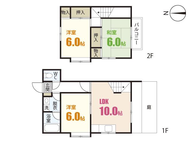 メゾネットルールモント(3LDK/1階)の間取り写真