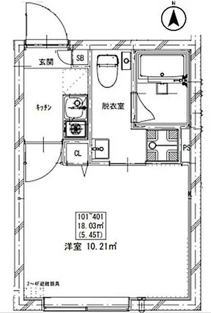 フラシア王子(1K/1階)の間取り写真