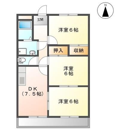 らべんだー(3DK/1階)の間取り写真