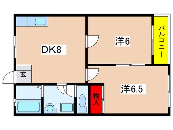 サニーハイツ(2DK/2階)の間取り写真