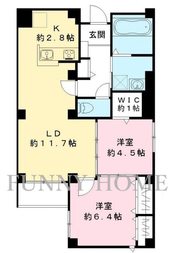 DIAMOND VALLEY(2LDK/1階)の間取り写真