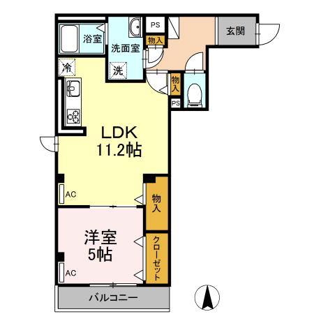 アクシア ケイ(1LDK/3階)の間取り写真