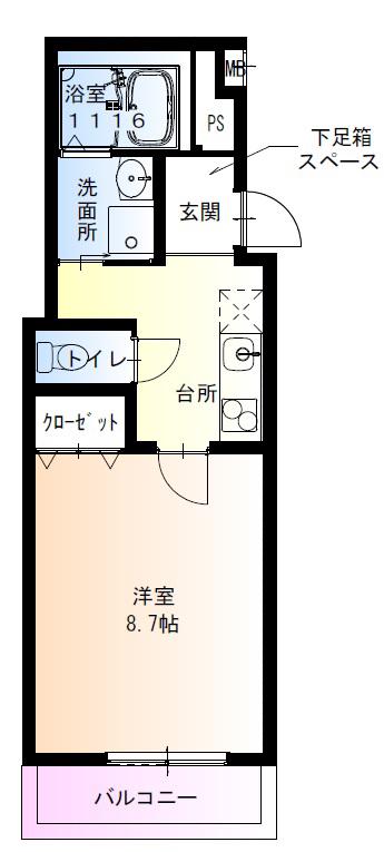 フジパレス東羽衣1番館(1K/3階)の間取り写真