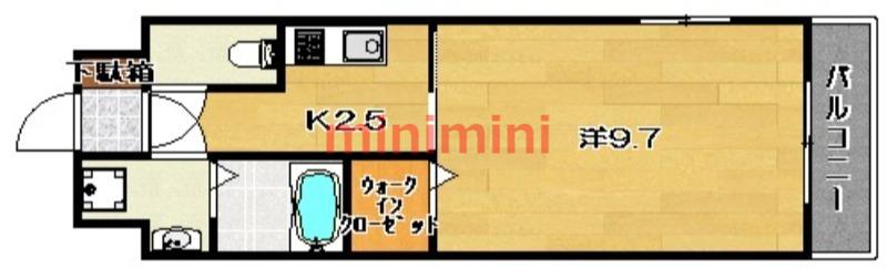 クレアトール(1K/2階)の間取り写真