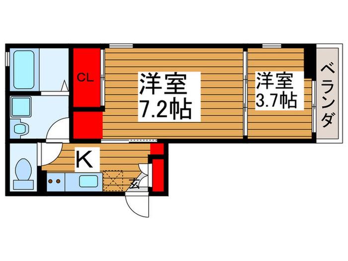 TKハウス妙典(2K/3階)の間取り写真