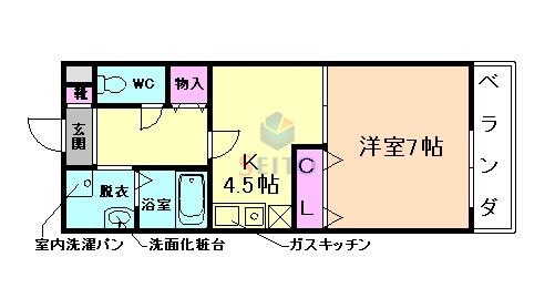メゾン セルクル(1K/5階)の間取り写真