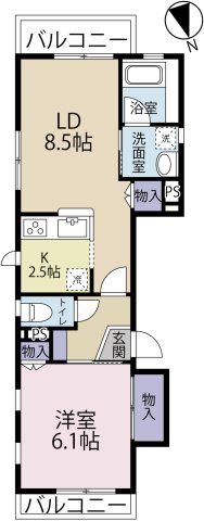 ラウレア大井町(1LDK/2階)の間取り写真