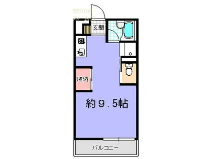 パークサイドハイツD(ワンルーム/2階)の間取り写真