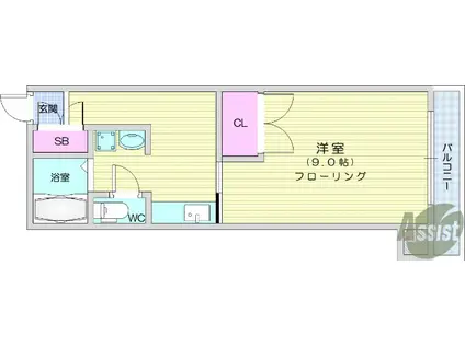 SKRハイツⅡ(1K/1階)の間取り写真