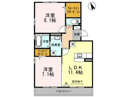 ドリーム・キャンパスI(2LDK/2階)の間取り写真