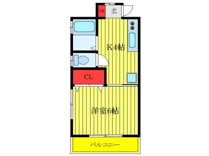 コーポ富田(1K/1階)の間取り写真