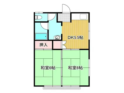愛木アパートB(2DK/1階)の間取り写真