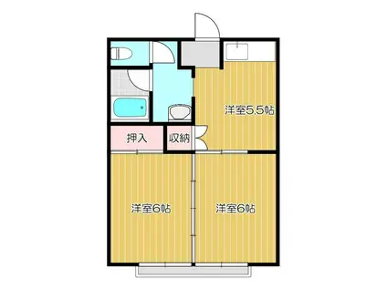 愛木アパートB(2DK/1階)の間取り写真