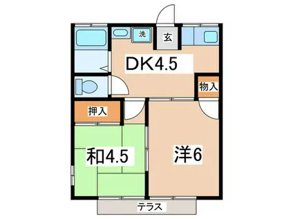 サンハイツA(2DK/1階)の間取り写真