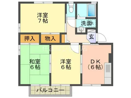 ハイカムール山本(3DK/2階)の間取り写真