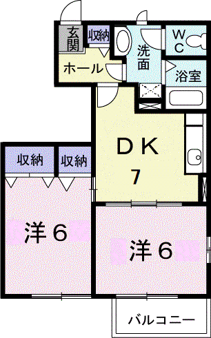 ベルメゾンBB5(2DK/1階)の間取り写真