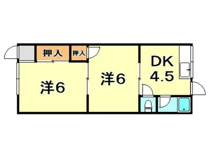賀茂川荘(2DK/1階)の間取り写真