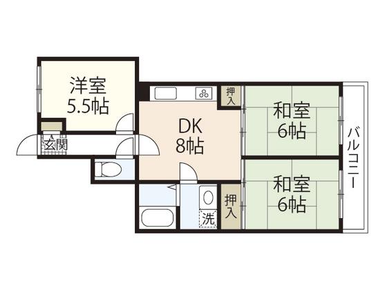 ダイアパレス大芝(3DK/3階)の間取り写真