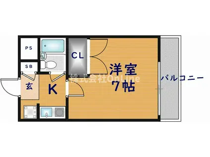 LAKIA MAISON高井田(1K/4階)の間取り写真