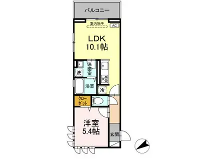 GRAND STATION 宮上II(1LDK/2階)の間取り写真