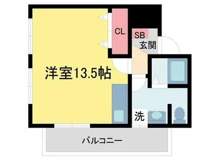 芦屋リバーウエストマンション(ワンルーム/2階)の間取り写真