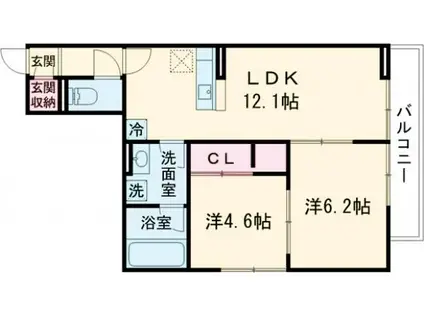 グラシア(2LDK/1階)の間取り写真