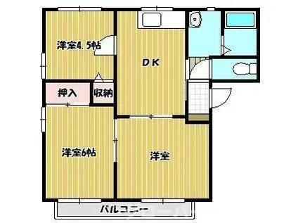 香松園ハウスII(3DK/2階)の間取り写真