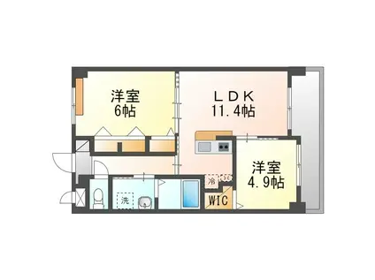 アビタシオンURUMA(2LDK/3階)の間取り写真