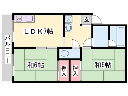 サンハイツ多井田A棟(2DK/3階)の間取り写真