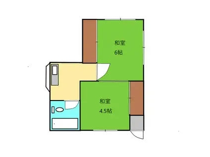 鈴木マサ江アパート(2K/2階)の間取り写真