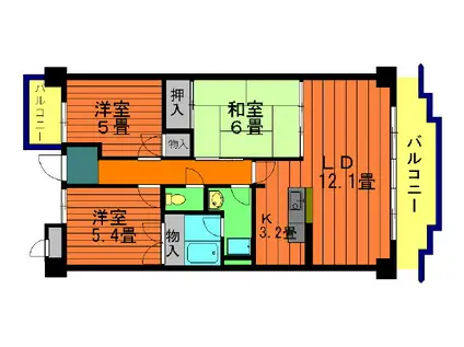 ベルデ東栄(3LDK/3階)の間取り写真