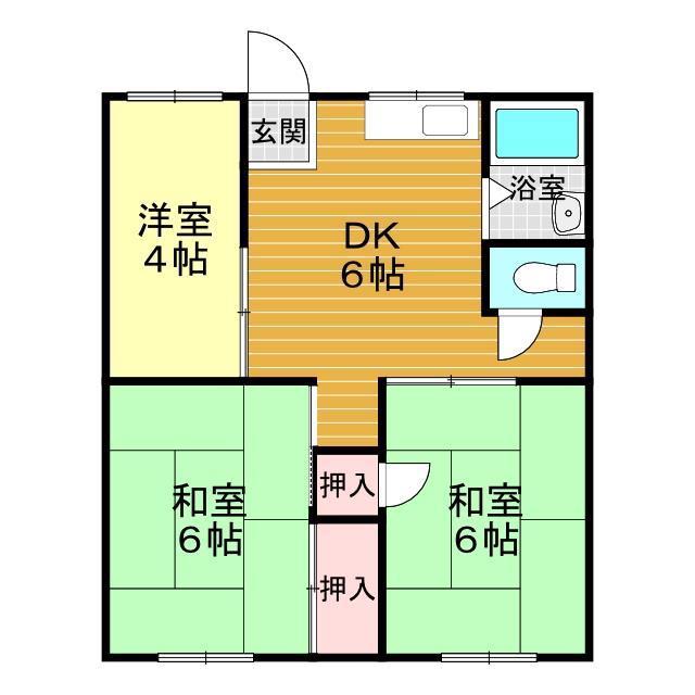 今浦ハイツIII(3DK/2階)の間取り写真