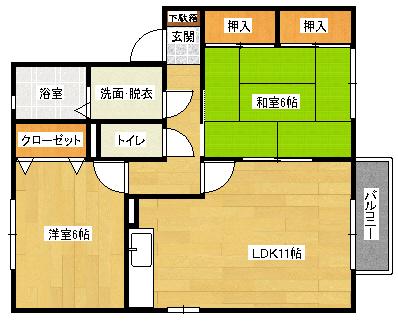セジュール行友II(2LDK/2階)の間取り写真