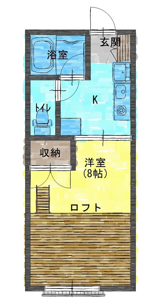 ハイツ富塚11A(1K/2階)の間取り写真