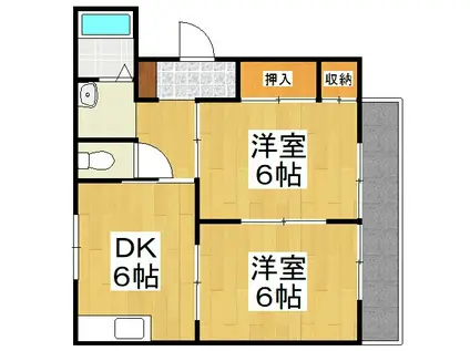 エスポアールB(2DK/1階)の間取り写真