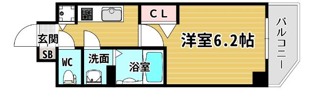 プレサンス北堀江(1K/10階)の間取り写真