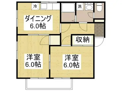 エスポワール九反田(2DK/2階)の間取り写真