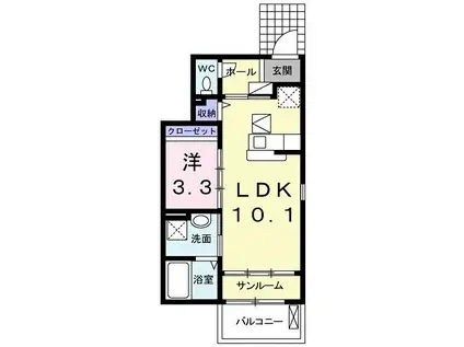 アルバータⅥ(1LDK/1階)の間取り写真