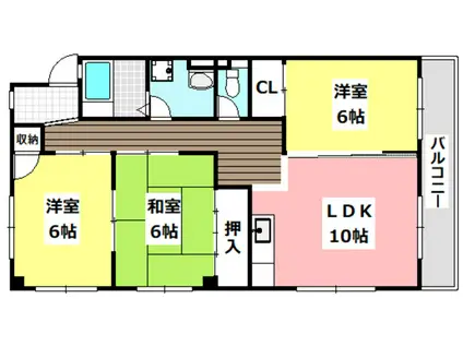 山口第2ビル(3LDK/3階)の間取り写真