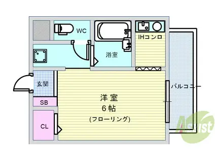 リバティーハイツ(1K/2階)の間取り写真