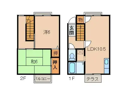 プレジール関戸(2LDK/1階)の間取り写真