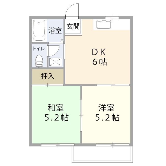 タウニィフジ(2DK/2階)の間取り写真