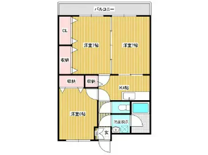 シルクスクエアII(3DK/3階)の間取り写真